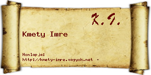 Kmety Imre névjegykártya